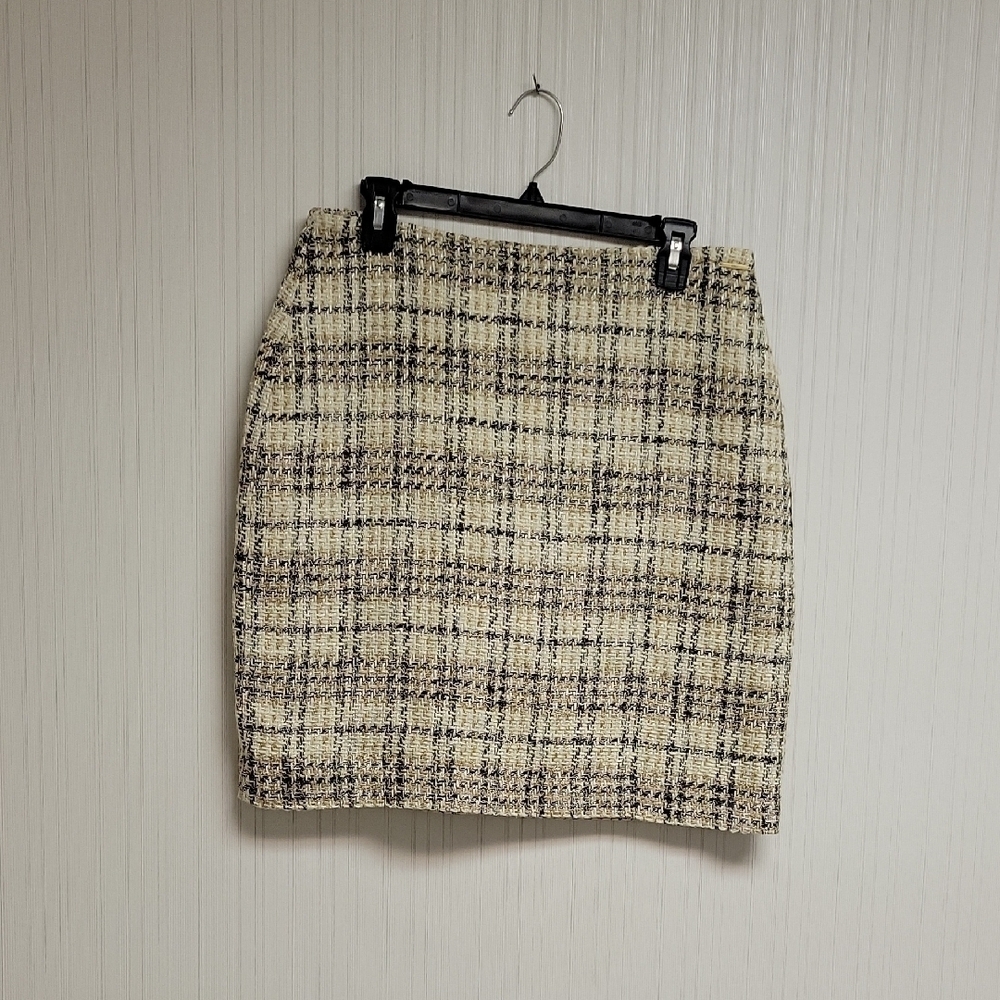 Elie Tahari Checkered Pencil Skirt Sz 10. Cream & Black New office business